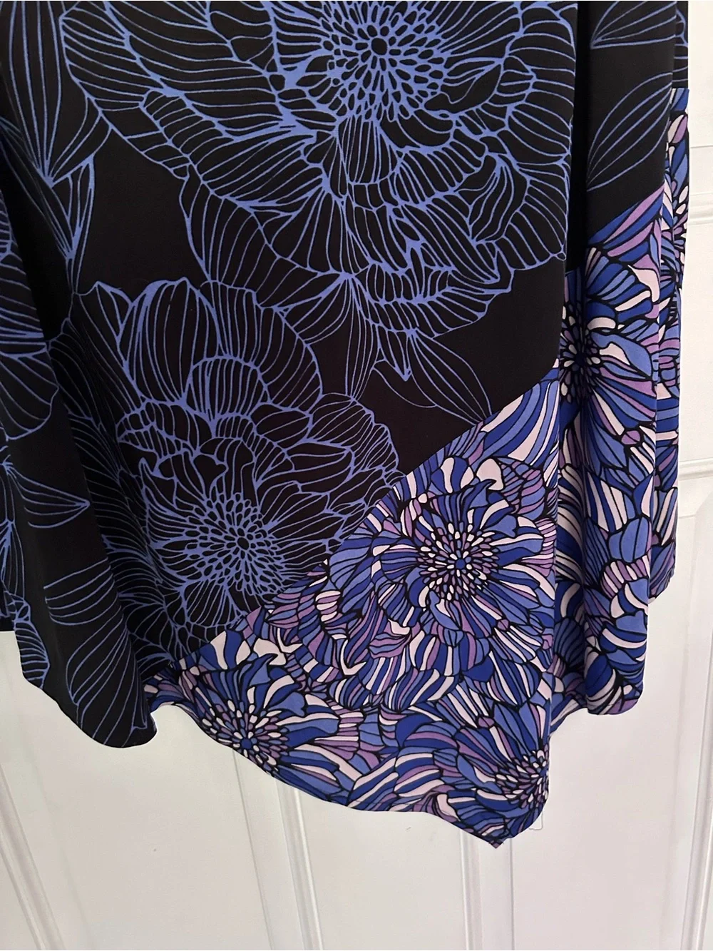 London Times Black Dress with Blue Floral Outline - Picture 3 of 3